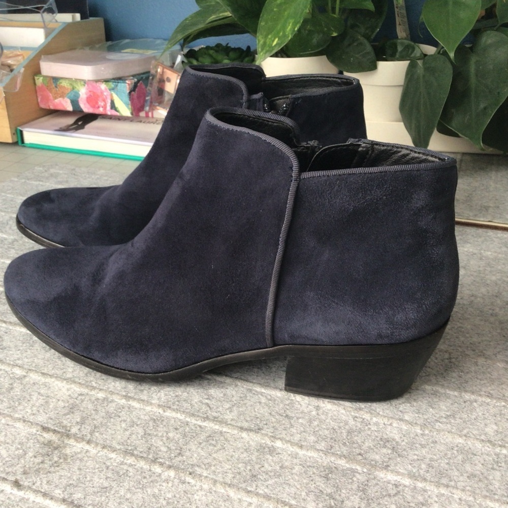 Sam Edelman Black Navy Blue Sued Women Booties Size 7